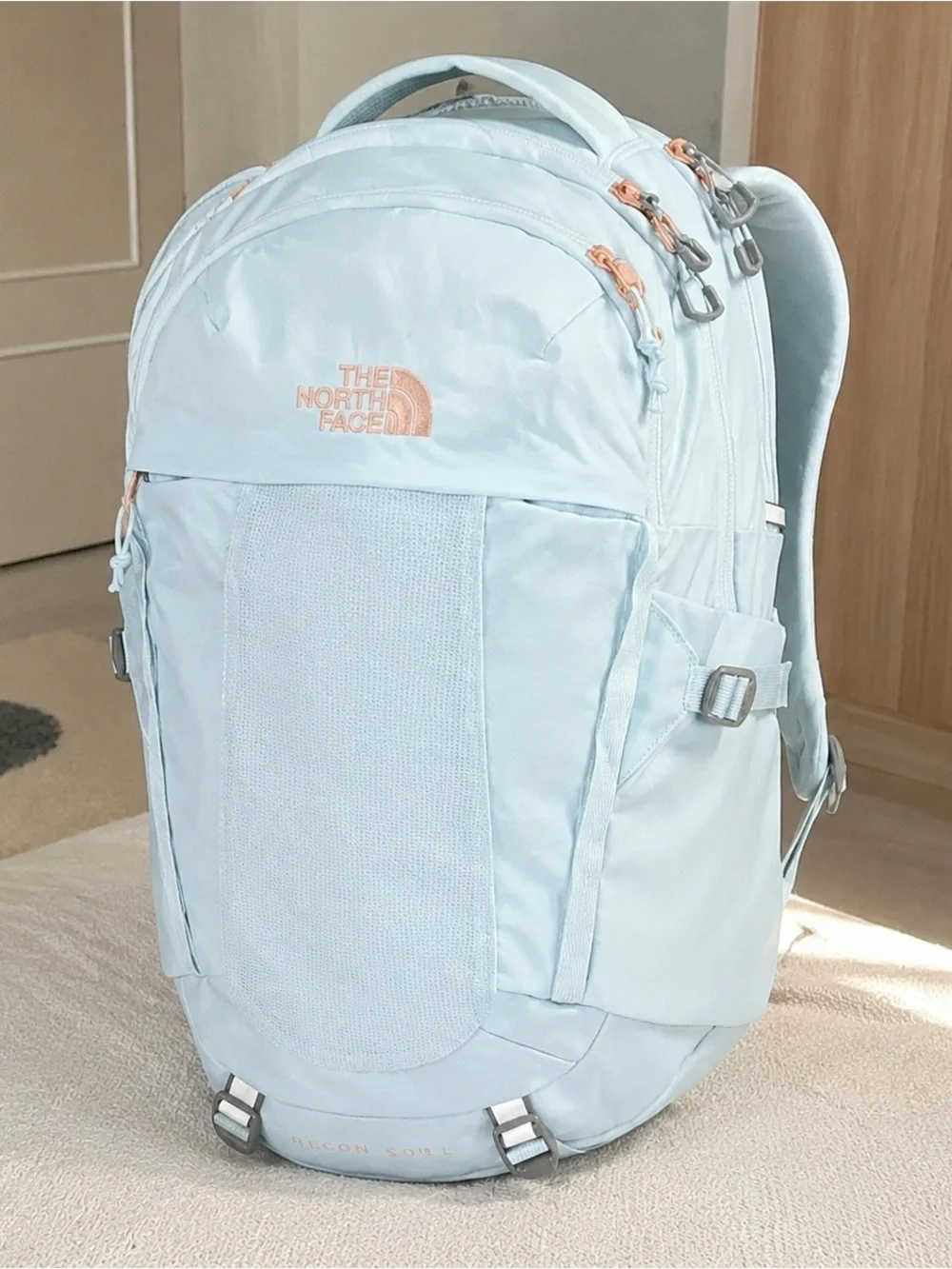 The North Face Pale Blue Backpack with Peach Accents - Men's
